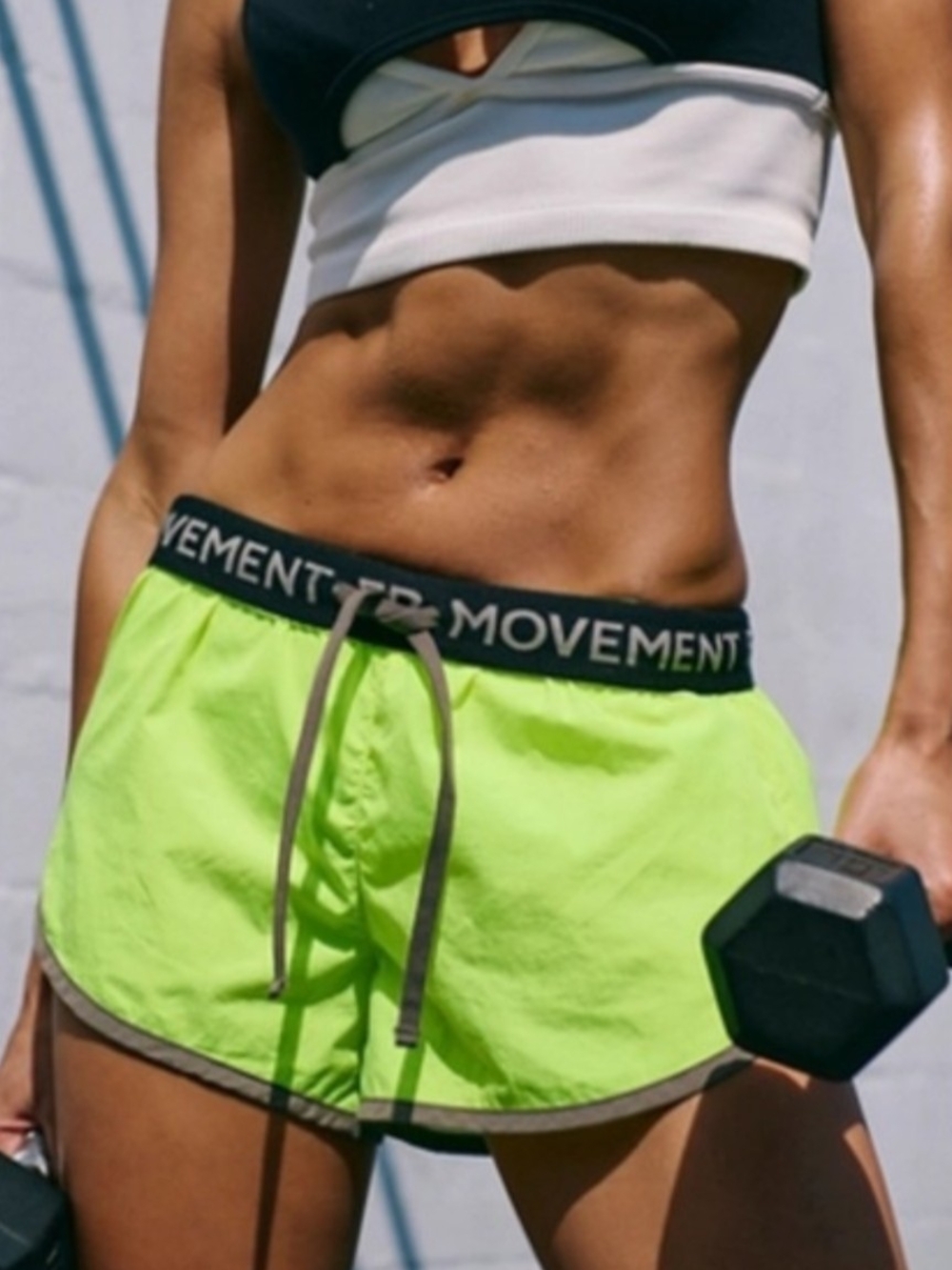 FP MOVEMENT Now Or Never Run Short High Waist Highlighter Yellow Size Large